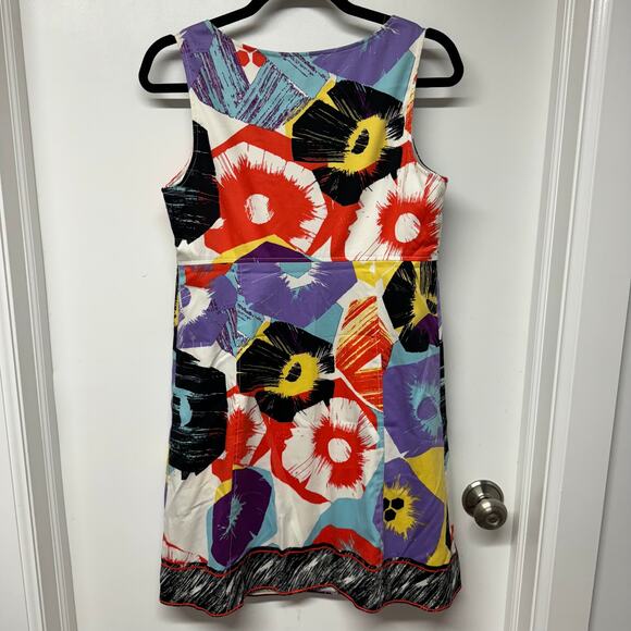 Tahari Womens Large Floral Print Sheath Sleeveless Dress Medium Stretch Cotton - Picture 2 of 11